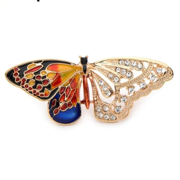 Jewelry - 18K Gold Czech Rhinestone Butterfly Brooch